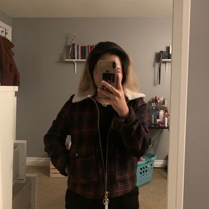 Flaid faux fur jacket